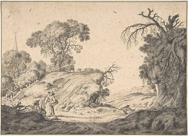 Peasant Couple in an Extensive Landscape 17th cent-Johannes Go,  Poster Print Wall Art