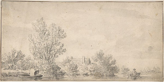 Landscape early 17th–mid 17th cent-Attributed to Jan van Goyen,16x12"(A3) Poster