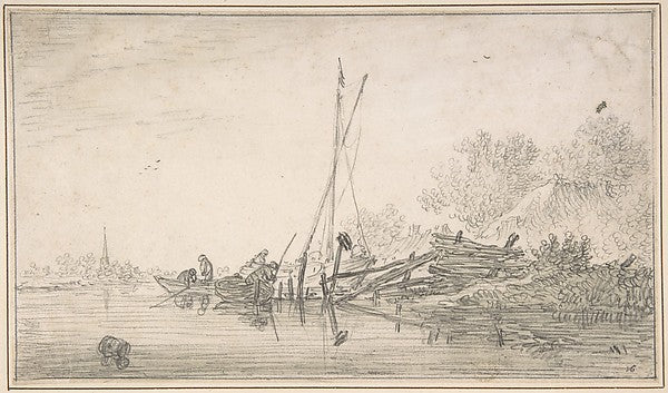 River Scene early 17th–mid 17th cent-Jan van Goyen,16x12"(A3) Poster