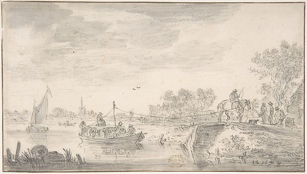 River Scene with Towboat 1653-Jan van Goyen,16x12"(A3) Poster