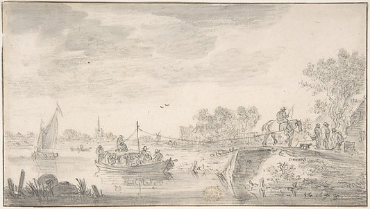 River Scene with Towboat 1653-Jan van Goyen,16x12"(A3) Poster