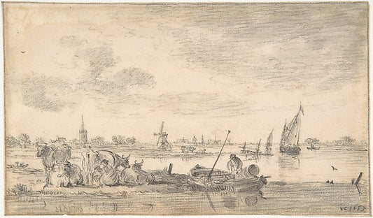 River Scene with Cows 1653-Jan van Goyen,16x12"(A3) Poster