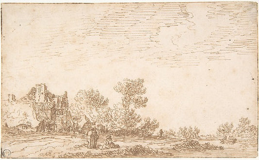 Landscape with River and Three Figures early 17th–mid 17th cen,16x12"(A3) Poster