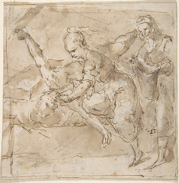 Judith Slaying Holofernes  with Old Woman Servant 17th cent-An,  Poster Print Wall Art