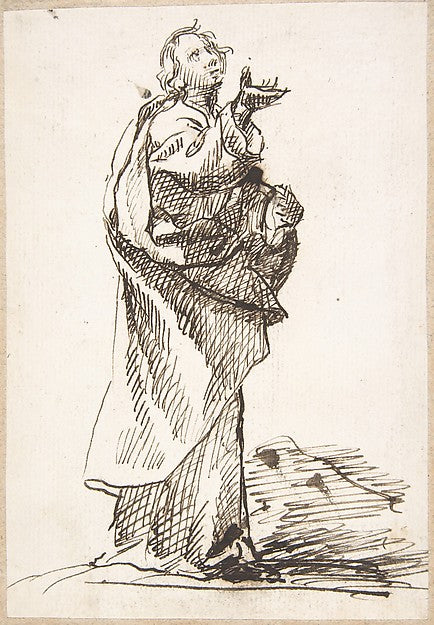 Standing Male Figure with Hand Raised 17th cent-Anonymous, Spa,  Poster Print Wall Art