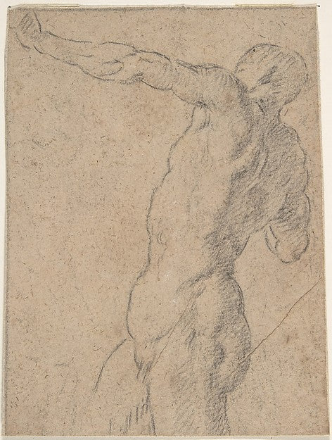 Life Study of Standing Male Nude in Three-Quarter Length 17th,  Poster Print Wall Art