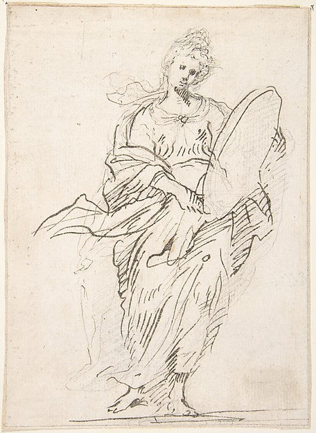 Standing Female Figure with Large Oval 17th cent-Anonymous, Sp,  Poster Print Wall Art