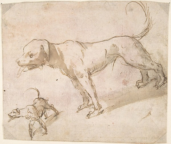 Two Dogs 17th cent-Anonymous, Spanish, School of Seville, 17th,  Poster Print Wall Art