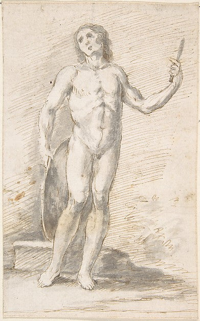 Standing Male Nude 17th cent-Anonymous, Spanish, School of Sev,  Poster Print Wall Art