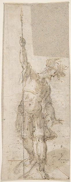 Standing Soldier with a Spear 17th cent-Anonymous, Spanish, Sc,  Poster Print Wall Art