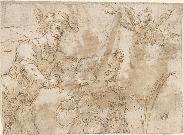 Decapitation of a Female Martyr  17th cent-Anonymous, Spanish,,  Poster Print Wall Art
