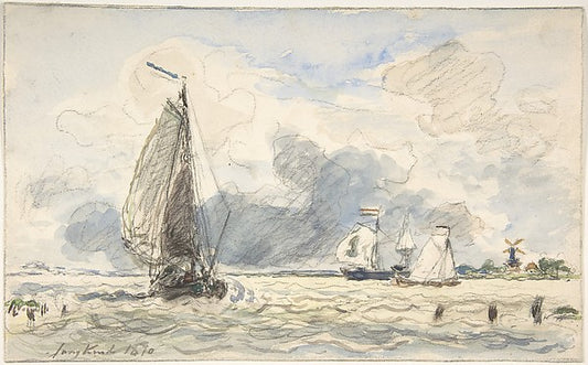 Dutch Fishing Boats  Verso: Sketches of Boats 1870-Johan Barth,16x12"(A3) Poster