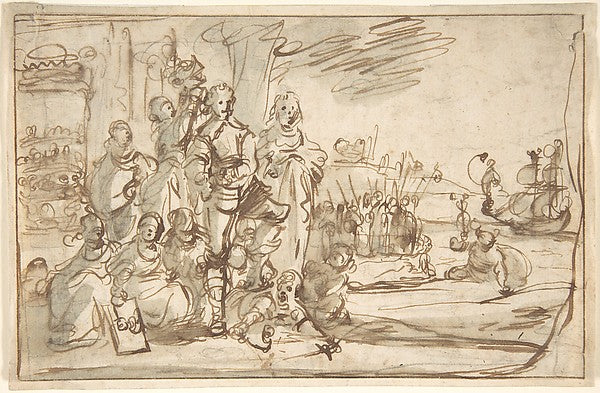 Allegorical Portrait of a Commander and His Wife 17th cent-Pie, Poster Print