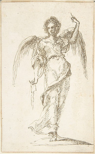 Standing Figure of an Angel 17th cent-Anonymous, Spanish, Scho,16x12"(A3)Poster