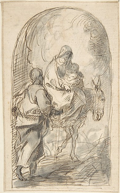 The Flight into Egypt 17th cent-Anonymous, Spanish, School of,16x12"(A3)Poster