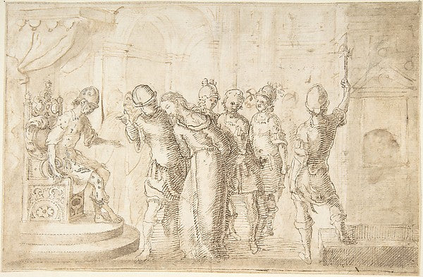 Christ Brought Before Pontius Pilate 17th cent-Anonymous, Span,  Poster Print Wall Art