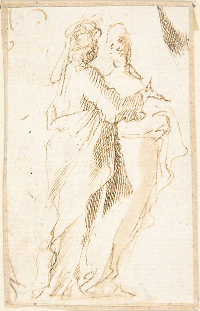 Two Standing Figures 17th cent-Anonymous, Spanish, School of S,  Poster Print Wall Art