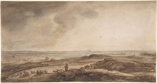 A Panoramic Landscape with a Herdsman and His Flock 17th cent-,16x12"(A3)Poster