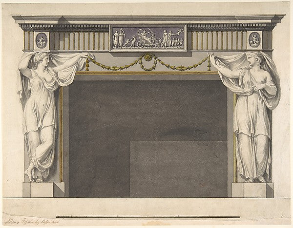 Design for a Chimney Piece in the Gallery  now DIning Room  Ha,  Poster Print Wall Art