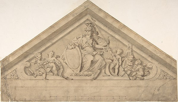 Design for a Pediment c1700-Attributed to Bouget ,16x12