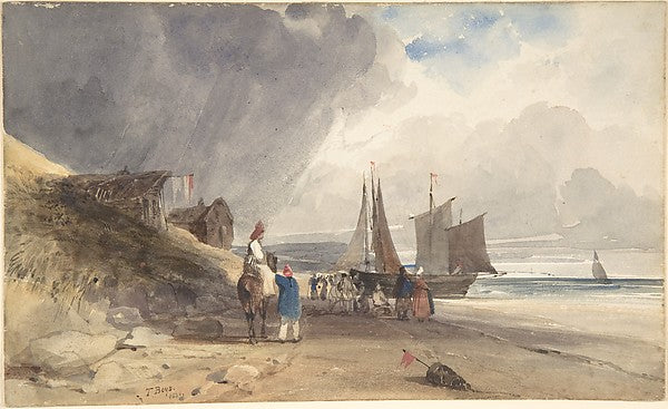 Figures on a Beach  Northern France 1830-Thomas Shotter Boys,16x12"(A3)Poster