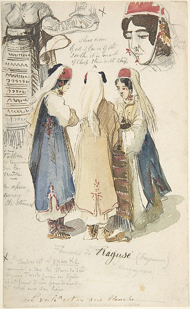 Peasant Women from Ragusa 1826-Richard Parkes Bonington,  Poster Print Wall Art