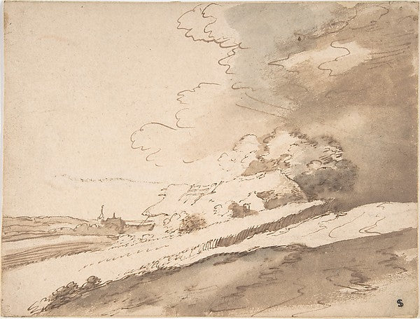 Landscape with Farm House and a Steeple in the Distance 17th c,  Poster Print Wall Art