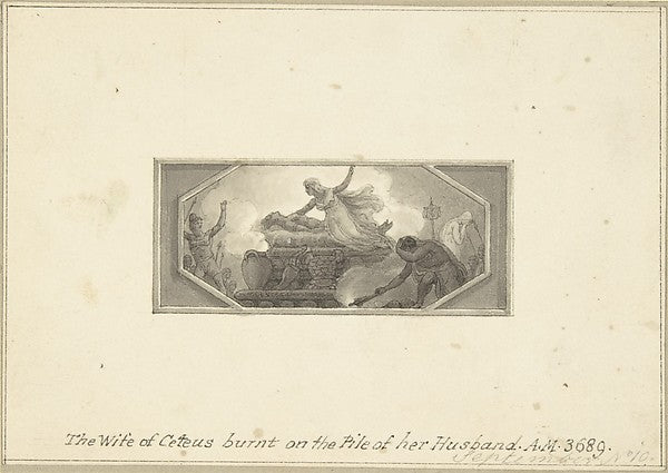 The Wife of Ceteus burnt on the Pile of her Husband 1790–1800,  Poster Print Wall Art