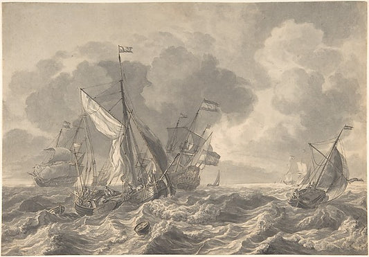 Ships in a Stormy Sea mid-17th–early 18th cent-Attributed to L,16x12"(A3) Poster