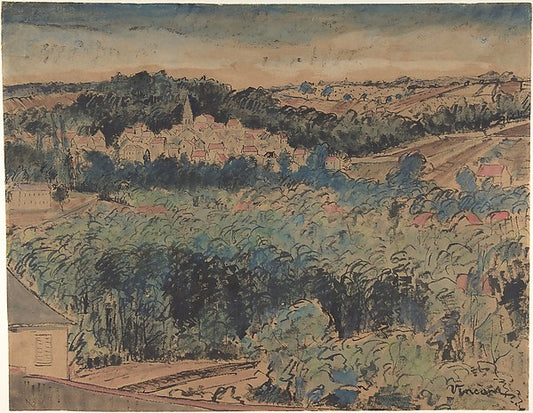 Landscape near Auvers mid-19th to mid-20th cent-Attributed to,16x12"(A3) Poster