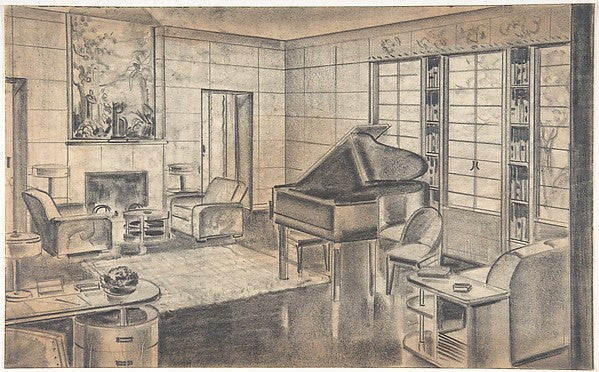 Design for a Sitting Room with a Grand Piano c1930-, Poster Print