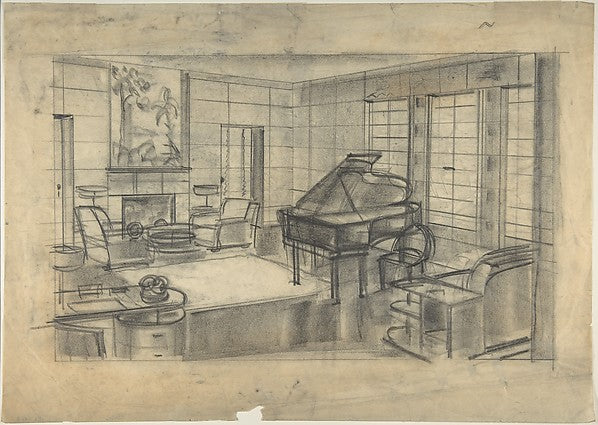 Preliminary Design for a Sitting Room with a Grand Piano c1930, Poster Print