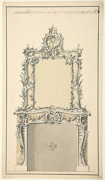 Design for a Fireplace mid-18th cent-Sir Henry Cheere,Possibl,16x12"(A3)Poster