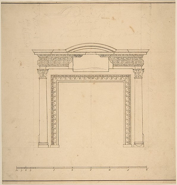 Design for a Chimneypiece with a Frieze with Floral Decoration, Poster Print