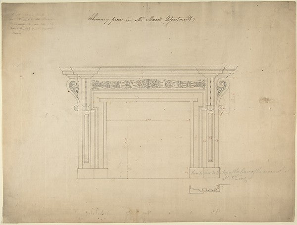 Design for a Chimneypiece for Somerset House  Strand  London c,  Poster Print Wall Art