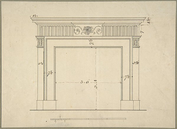 Design for a Chimneypiece 1743–1800-After Sir William Chambers,  Poster Print Wall Art