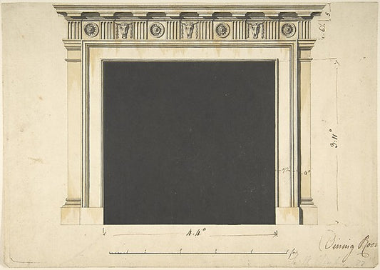 Design for a Chimneypiece with a Classical Cornice  for Ampthi,16x12"(A3)Poster