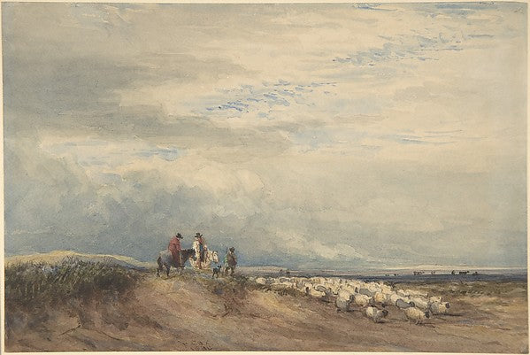Riders with Sheep near an Estuary 1830-David Cox, Poster Print