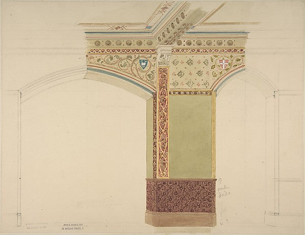 Elevation of Wall for a Coffee Room c1887-John Dibblee Crace,  Poster Print Wall Art