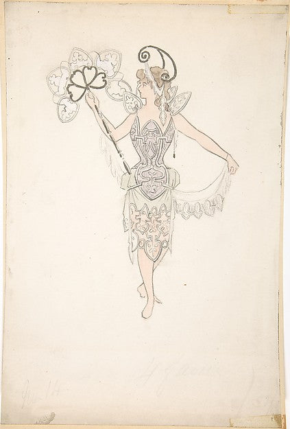 Costume Design for Lady with a Fan 1890–99-Basil Crage,  Poster Print Wall Art