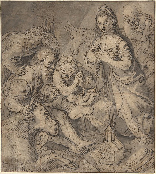 Adoration of the Shepherds 1560-Joachim Beuckelaer,16x12"(A3) Poster