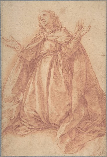 Kneeling Female Figure with Upraised Arms late 16th–mid-17th c,16x12"(A3) Poster