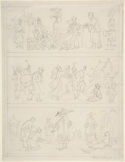 Three Friezes of Chinese Figures 1800–1856-Robert Cruikshank,16x12"(A3)Poster