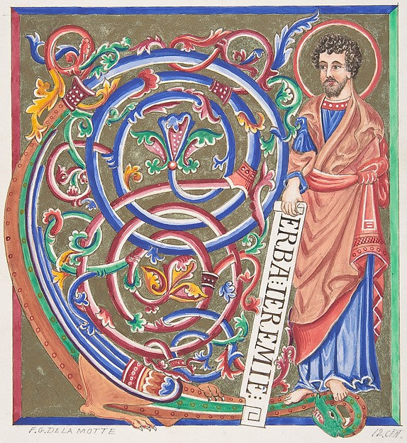 Illuminated Initial and Saint 1830–62-Freeman Gage Delamotte,  Poster Print Wall Art