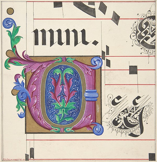 Illuminated Initial from Hymnal 1830–62-Freeman Gage Delamotte,  Poster Print Wall Art
