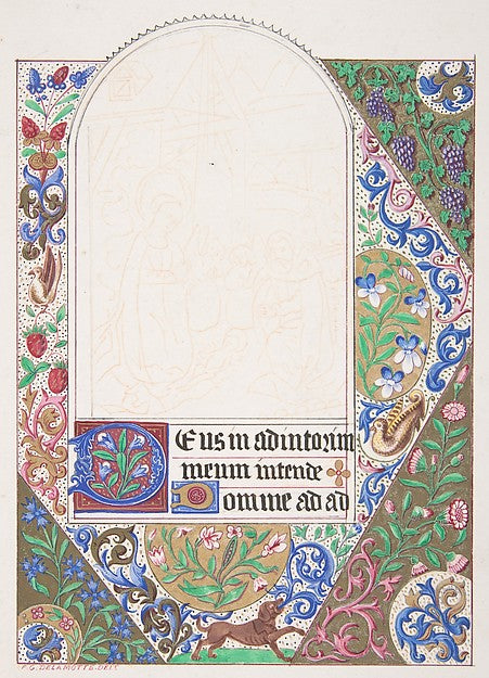 Decorated Border with Nativity Scene 1830–62-Freeman Gage Dela,  Poster Print Wall Art