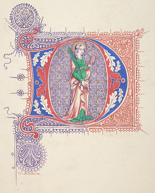 Illuminated Initial "D" 1830–62-Freeman Gage Delamotte,  Poster Print Wall Art