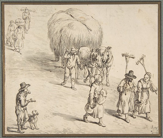 Peasants and Hay Wagon on a Country Road 1580–1625-Circle of J,16x12"(A3) Poster