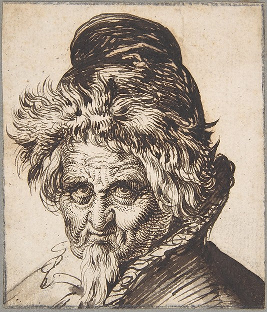 Head of a Bearded Man Wearing a Cap late 16th–early 17th cent-,  Poster Print Wall Art