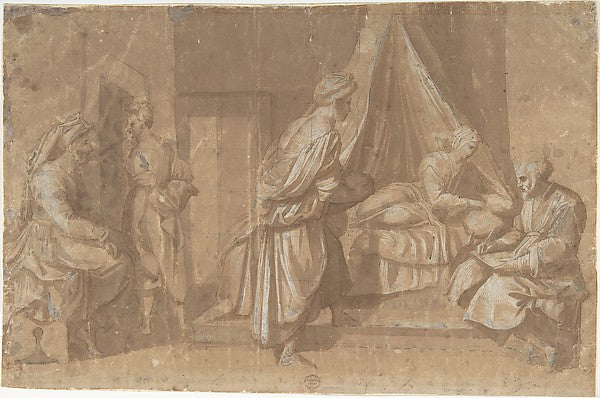 The Birth of Saint John the Baptist 16th cent-After Andrea del,  Poster Print Wall Art